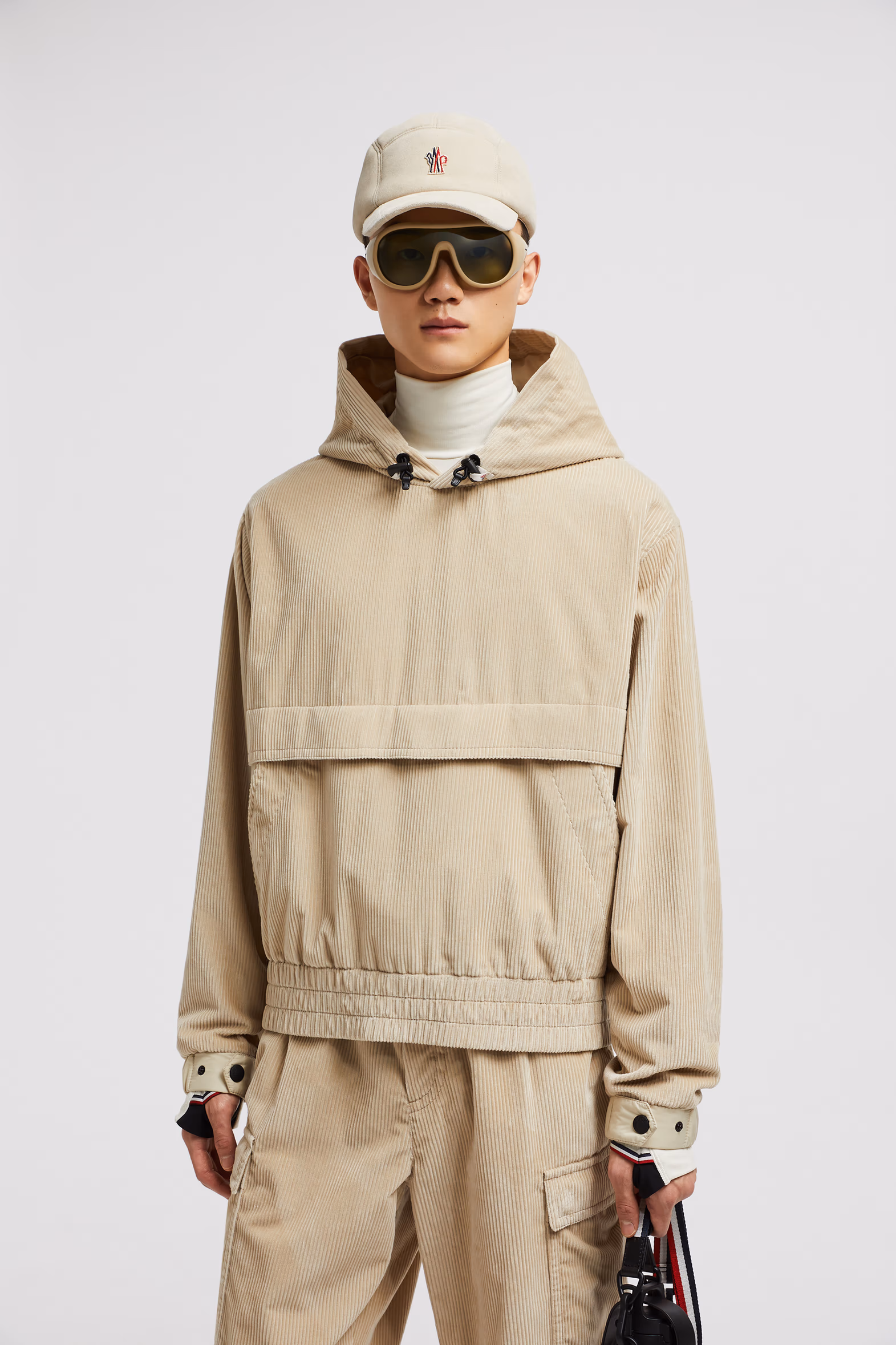 Corduroy Hoodie Men Beige Moncler 0